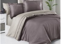 Постельное белье сатин delux First Choice - Serenity Lilac & Beige (Turkey), евро